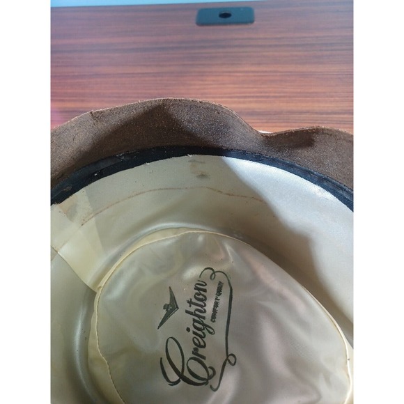 Vintage Creighton Fedora Classic Style Brown Felt Green Band - Picture 9 of 16